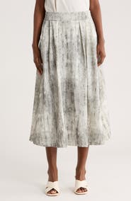 PATRIZIA LUCA Print Side Pocket Midi Skirt
