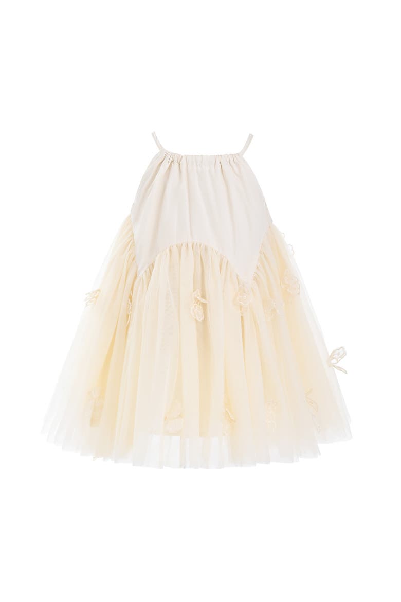 Mirelle Petal Flared Tulle Dress, Alternate, color, Beige