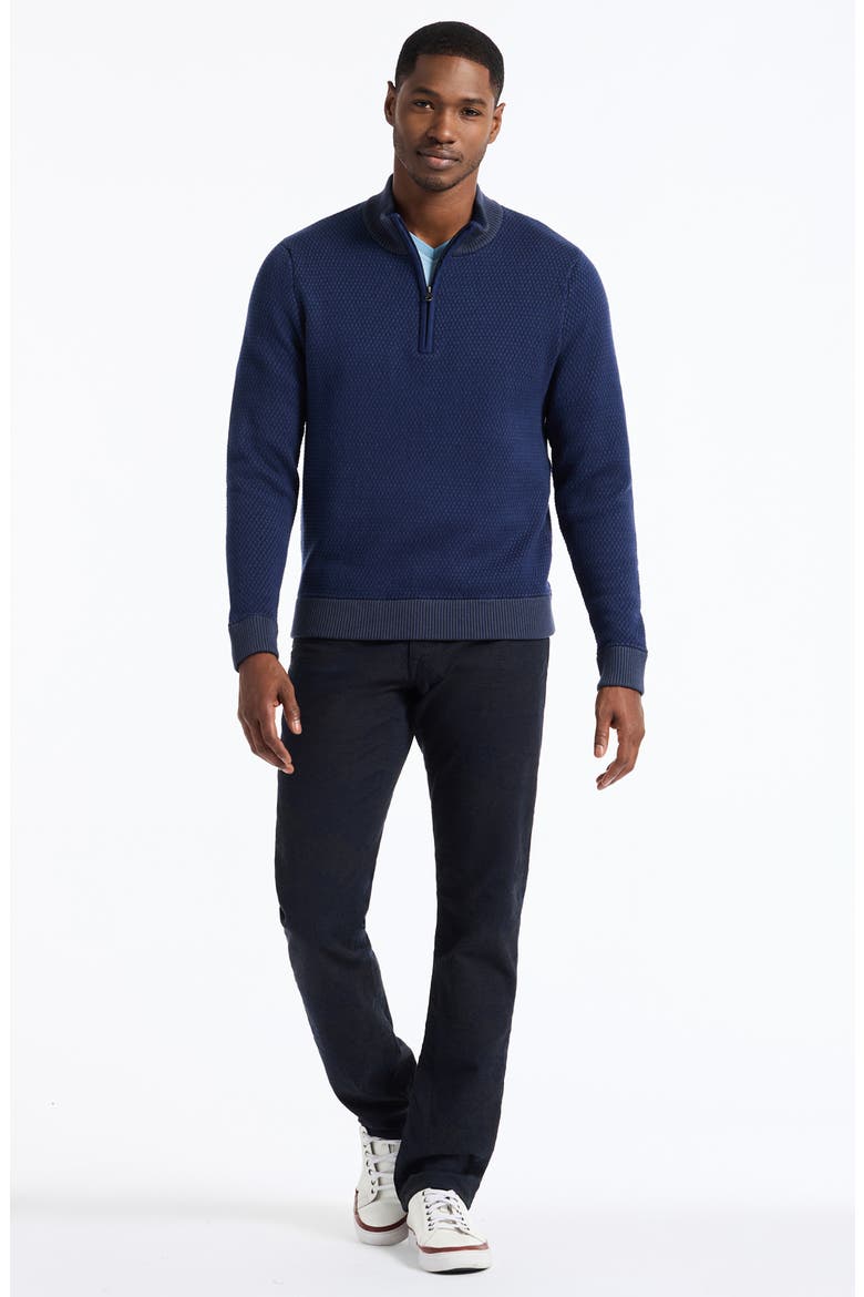 Walton Cotton & Silk Quarter Zip Sweater, Alternate, color, NAVY