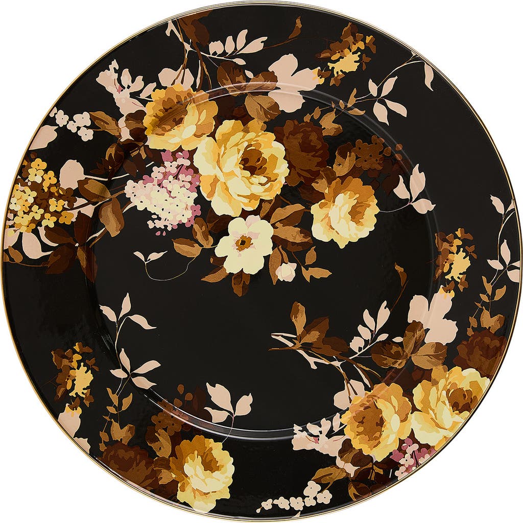 Mackenzie-childs Mackenzie Childs Wild Rose Enameled Steel Serving Platter In Black