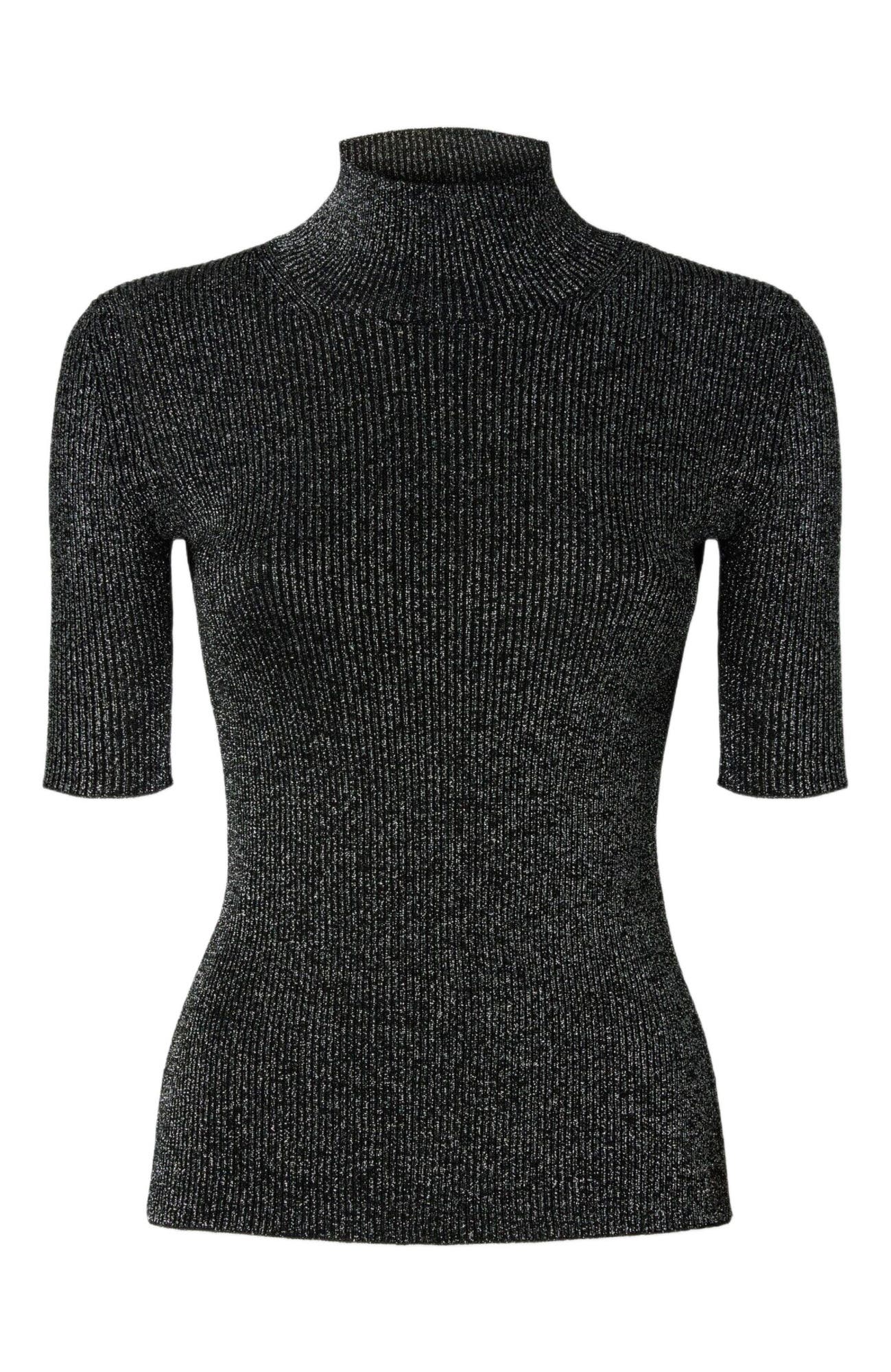 Mock Neck Sweater With Lame Threads - image 4