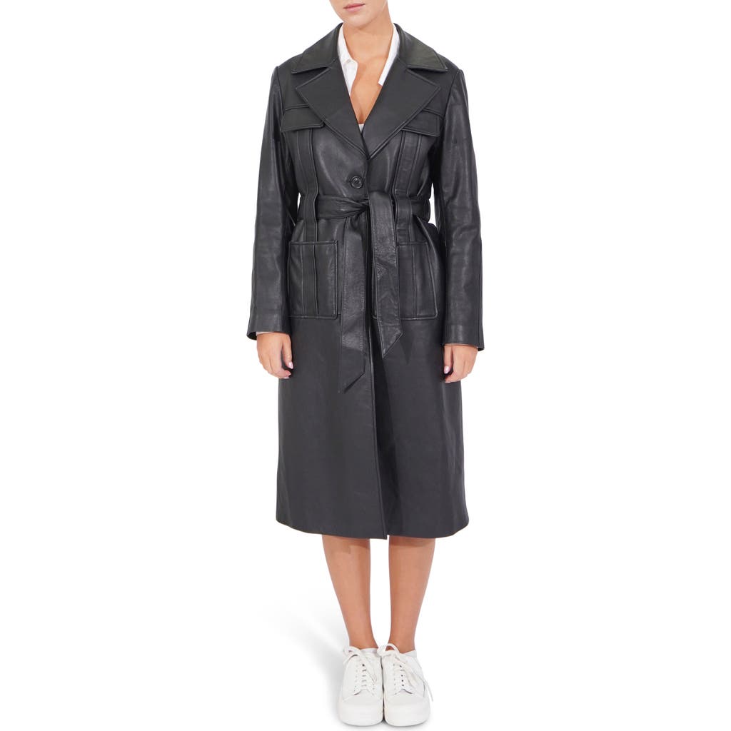 Belle & Bloom Unstoppable Leather Trench Coat In Black