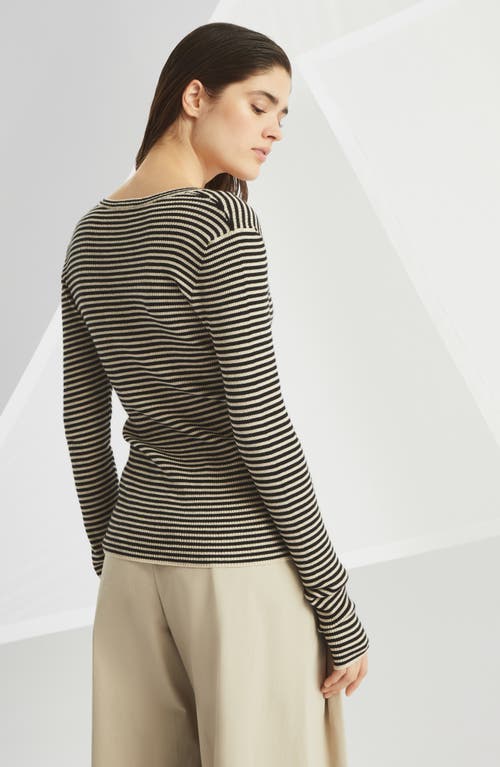 Brunello Cucinelli Striped Cardigan In Black