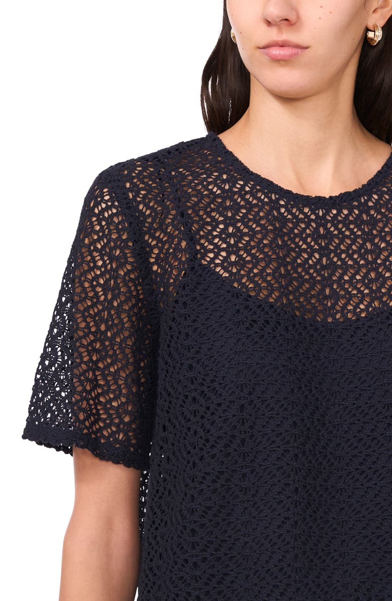 Halogen<sup>®</sup> Geometric Openwork T-Shirt, Alternate, color, Ink