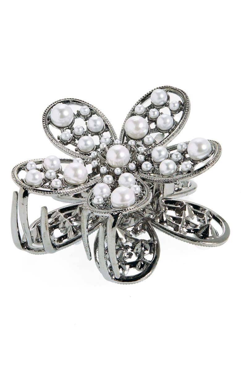 Tasha Imitation Pearl Flower Claw Clip, Main, color, 