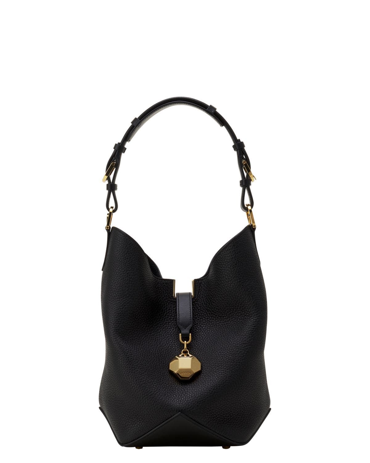 Lanvin Catch By Lanvin Medium Leather Bucket Bag, Main, color, Black