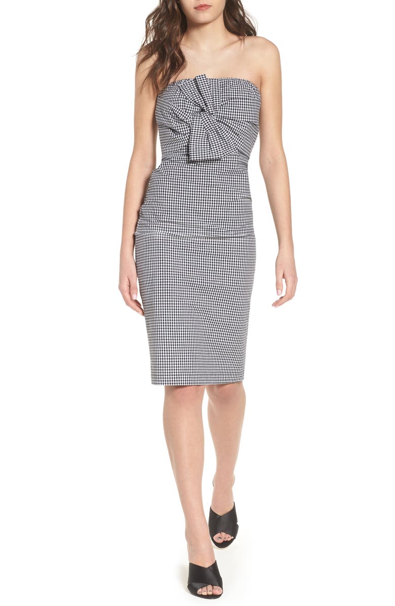 Leith Strapless Gingham Dress, Main, color, 
