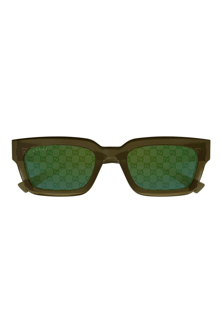 53mm Rectangular Sunglasses, Main, color, GREEN