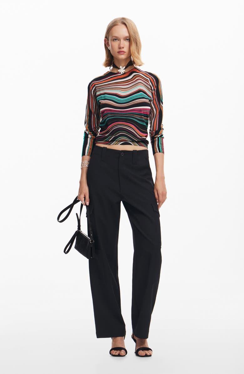 Desigual Liverpool Stripe Crewneck Sweater, Alternate, color, Mix