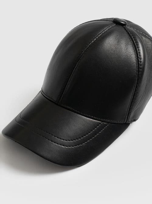 Saint And Sofia Saint + Sofia Avalon Leather Baseball Cap In Black