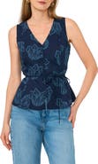 Vince Camuto Floral V-Neck Button-Down Tank