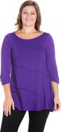 24seven Comfort Apparel Plus Size Ruched Sleeve Swing  Tunic Top