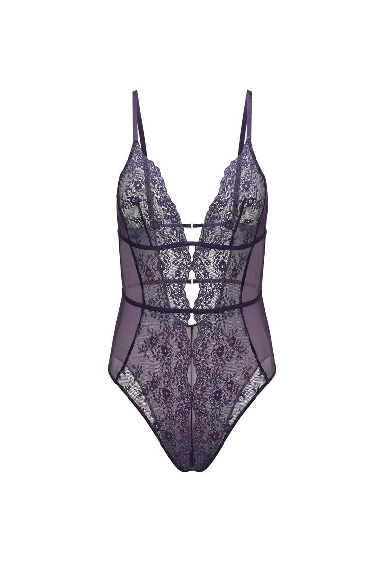 Rosie Crotchless Bodysuit Lingerie, Alternate, color, Dark purple