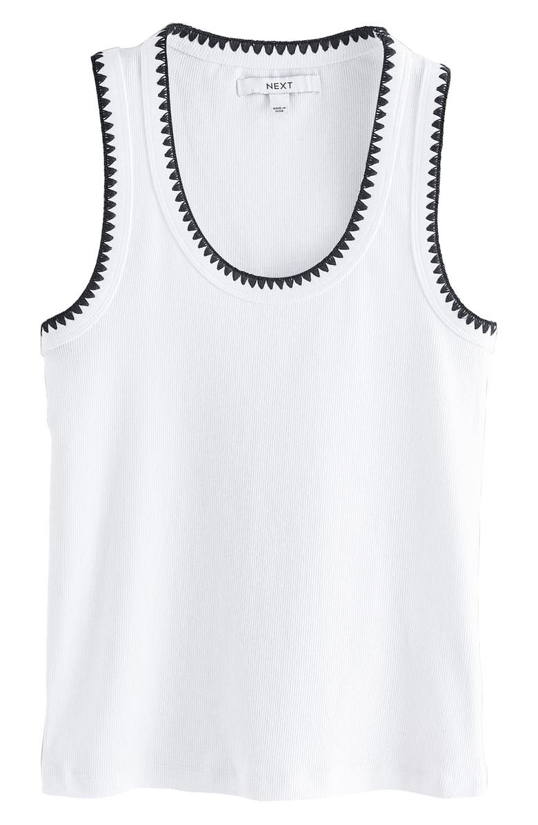 NEXT Monochrome Embroidered Cotton Rib Tank, Alternate, color, White