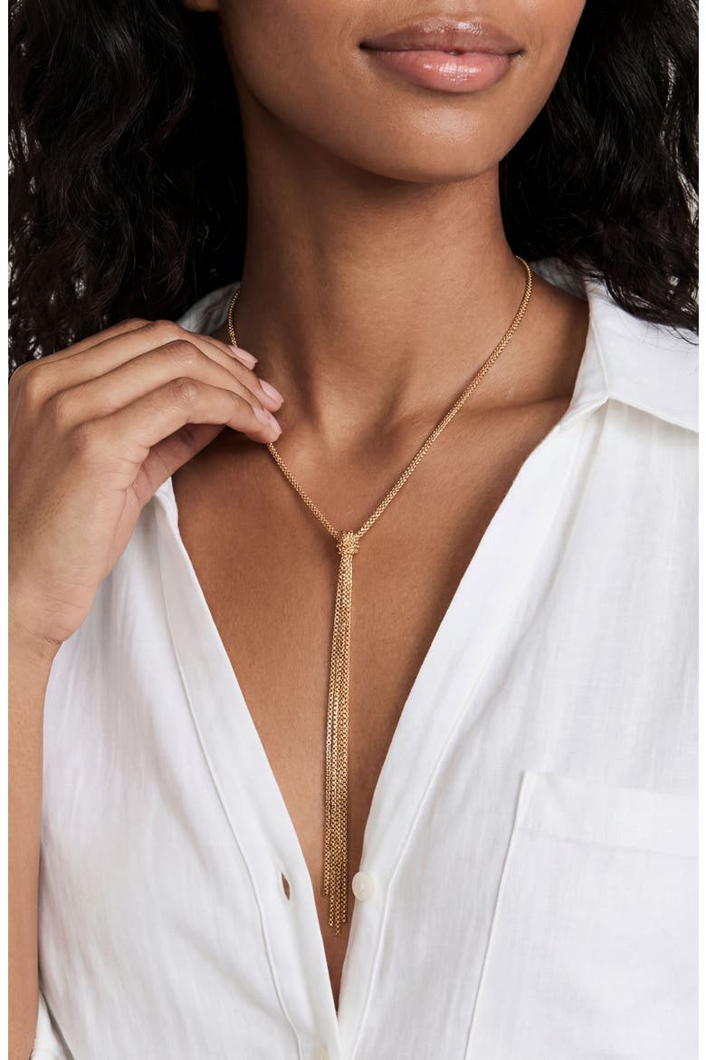 18K Gold Plated Box Chain Y-Necklace, Alternate, color, GOLD