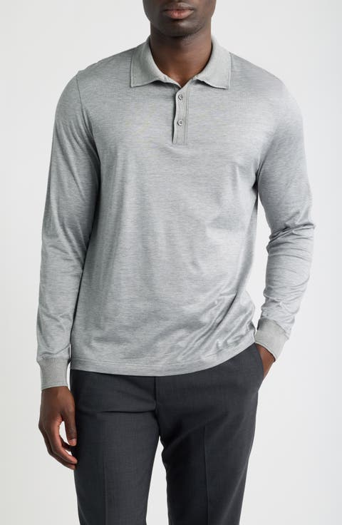 Silk & Cotton Long Sleeve Polo