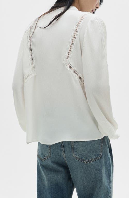 Shop Mango Openwork Detail Button-up Shirt In Off White