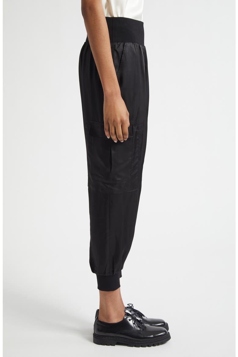 Giles Cupro Crop Cargo Joggers, Alternate, color, BLK