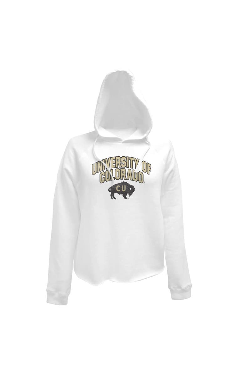 Retro Brand Women's Original Retro Brand White Colorado Buffaloes University of Colorado Raglan Cropped Pullover Hoodie, Main, color, 