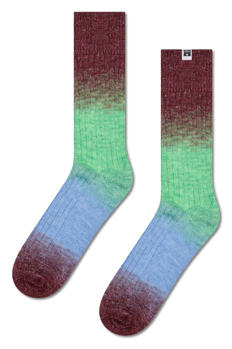 Graident Crew Socks, Main, color, BLUE