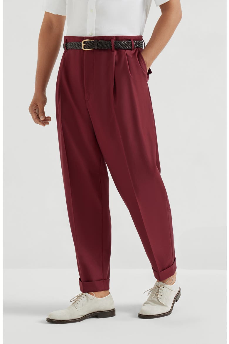 Virgin wool trousers, Main, color, Cherry