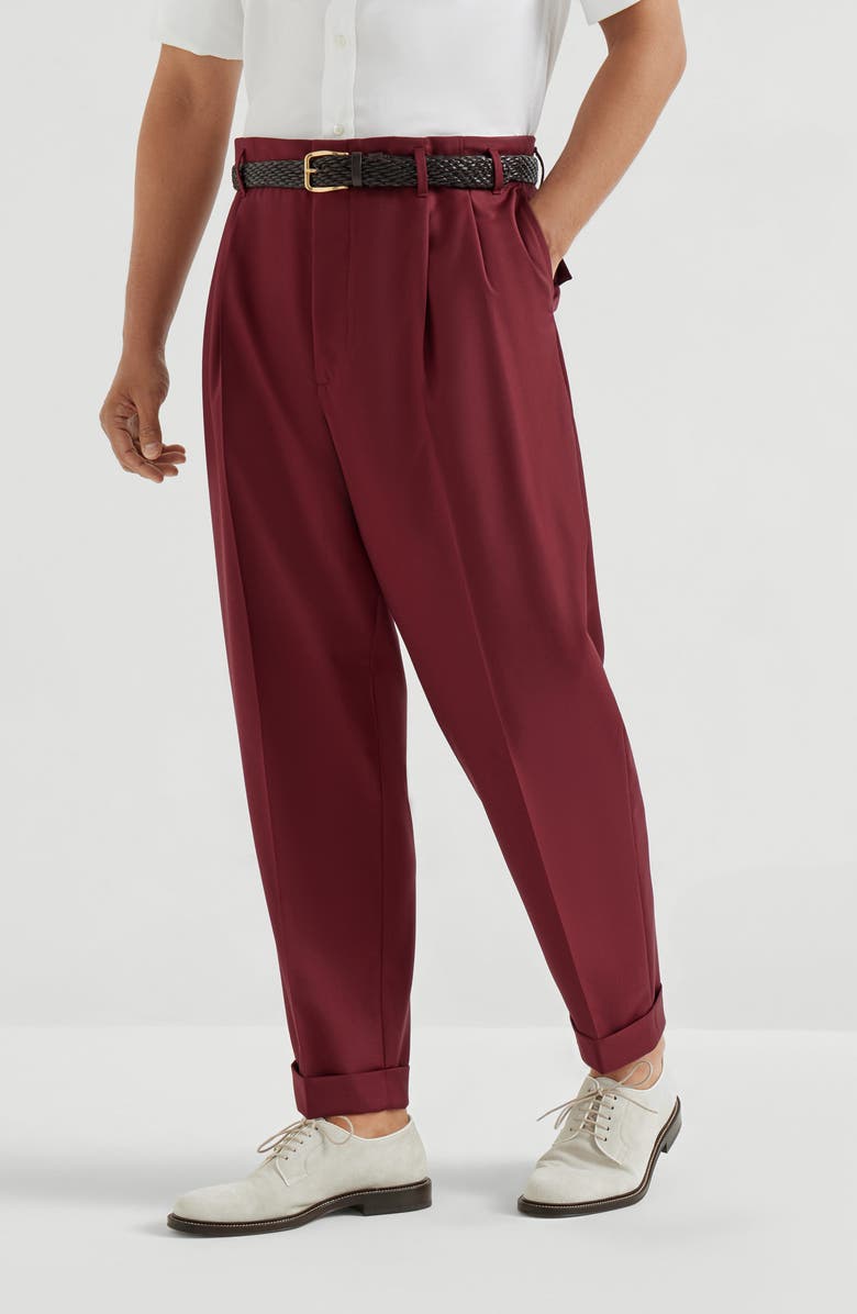 Brunello Cucinelli Virgin wool trousers, Alternate, color, Cherry