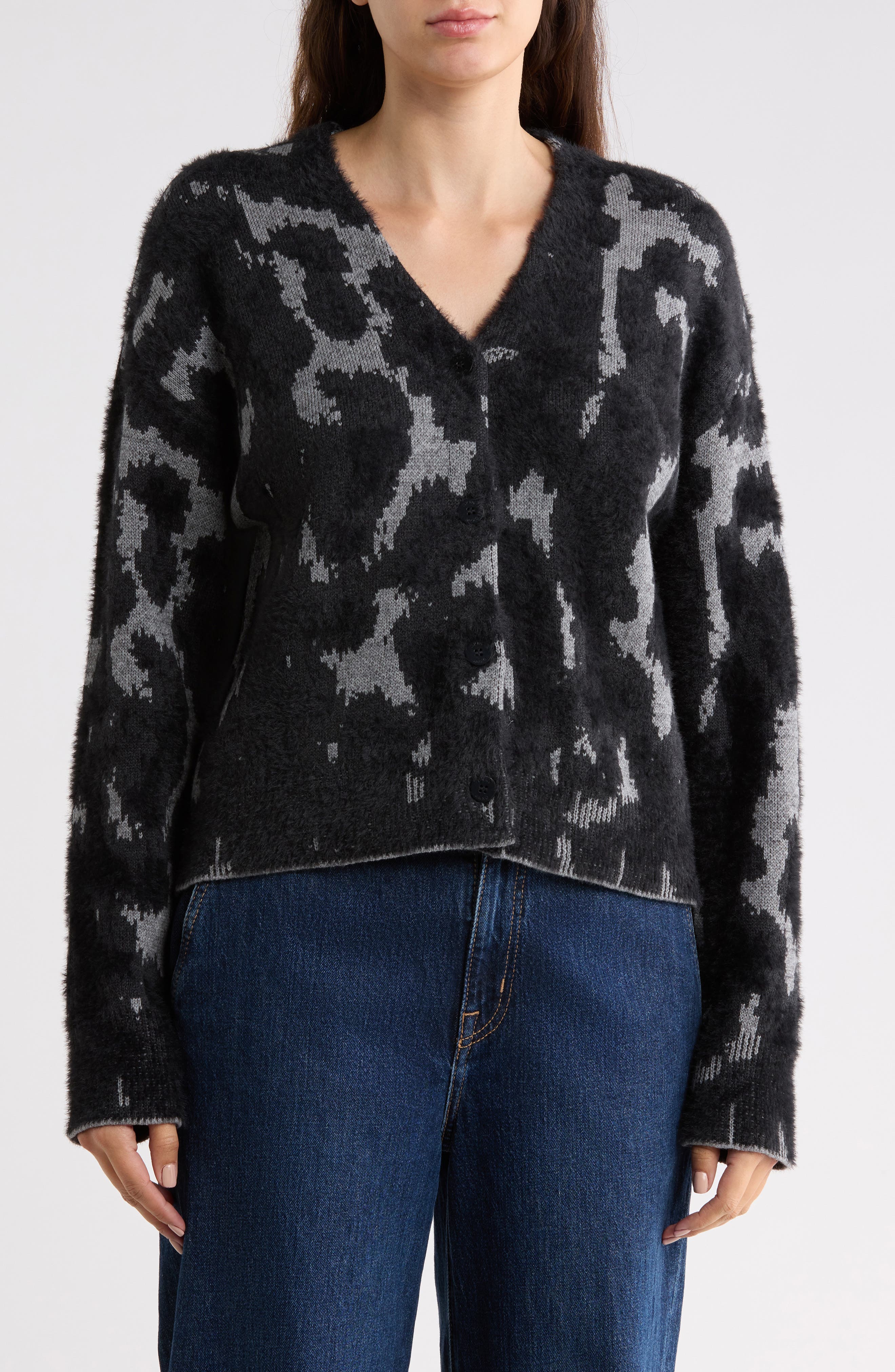 Animal Pattern Fuzzy Cardigan