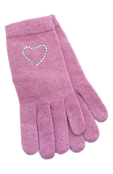 Crystal Embellished Heart Gloves