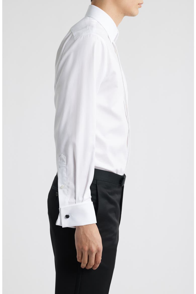 Traditional Fit Non-Iron White Cotton Tuxedo Shirt, Alternate, color, WHITE STEVEN TEXTURE