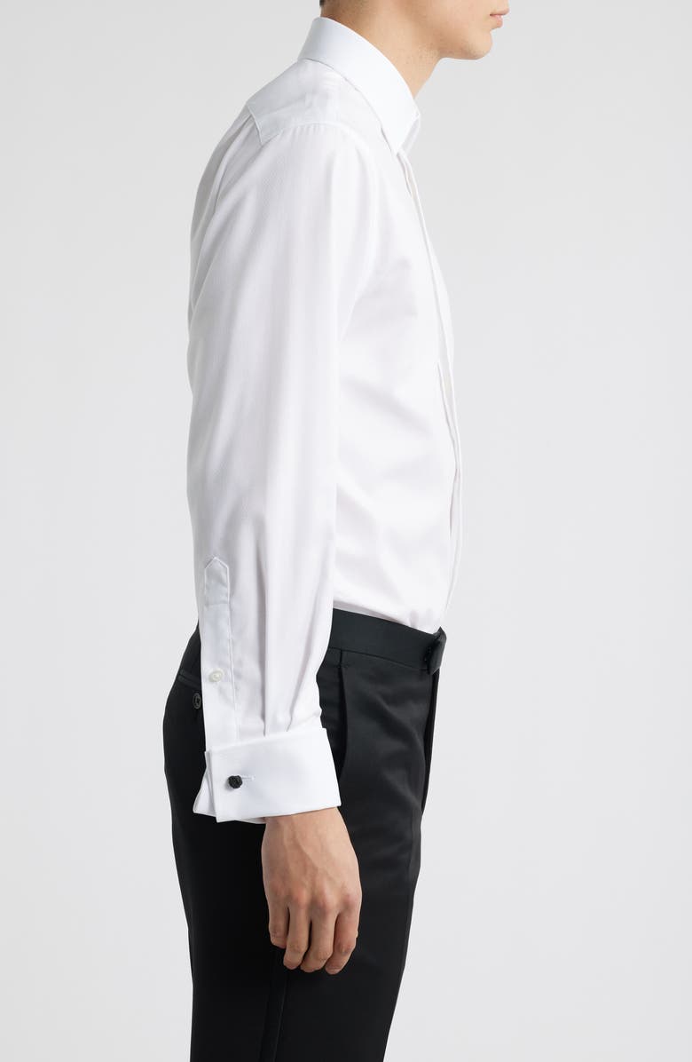 Nordstrom Traditional Fit Non-Iron White Cotton Tuxedo Shirt, Alternate, color, White Steven Texture