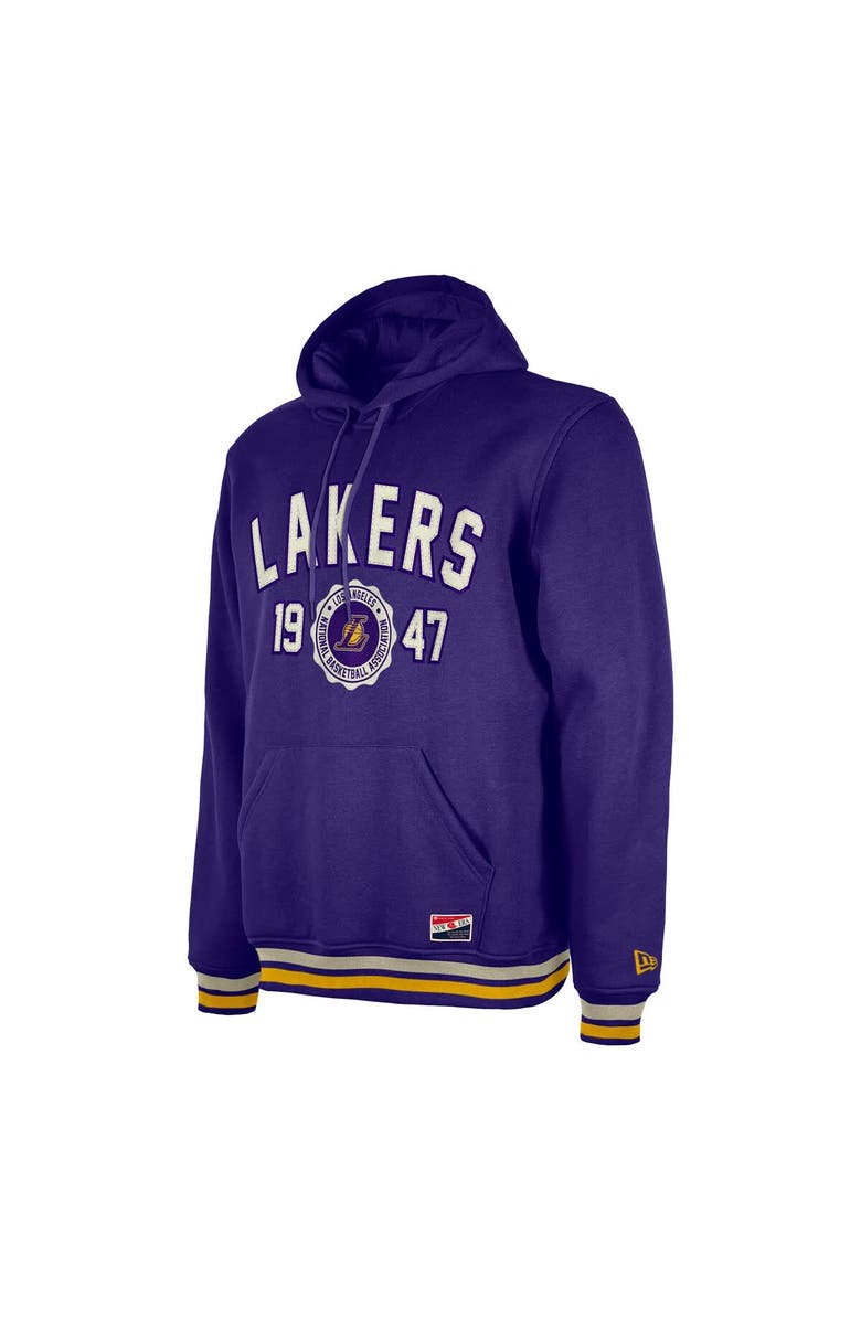 New Era Men's New Era Purple Los Angeles Lakers Throwback Vintage Pullover Hoodie, Alternate, color, Purple