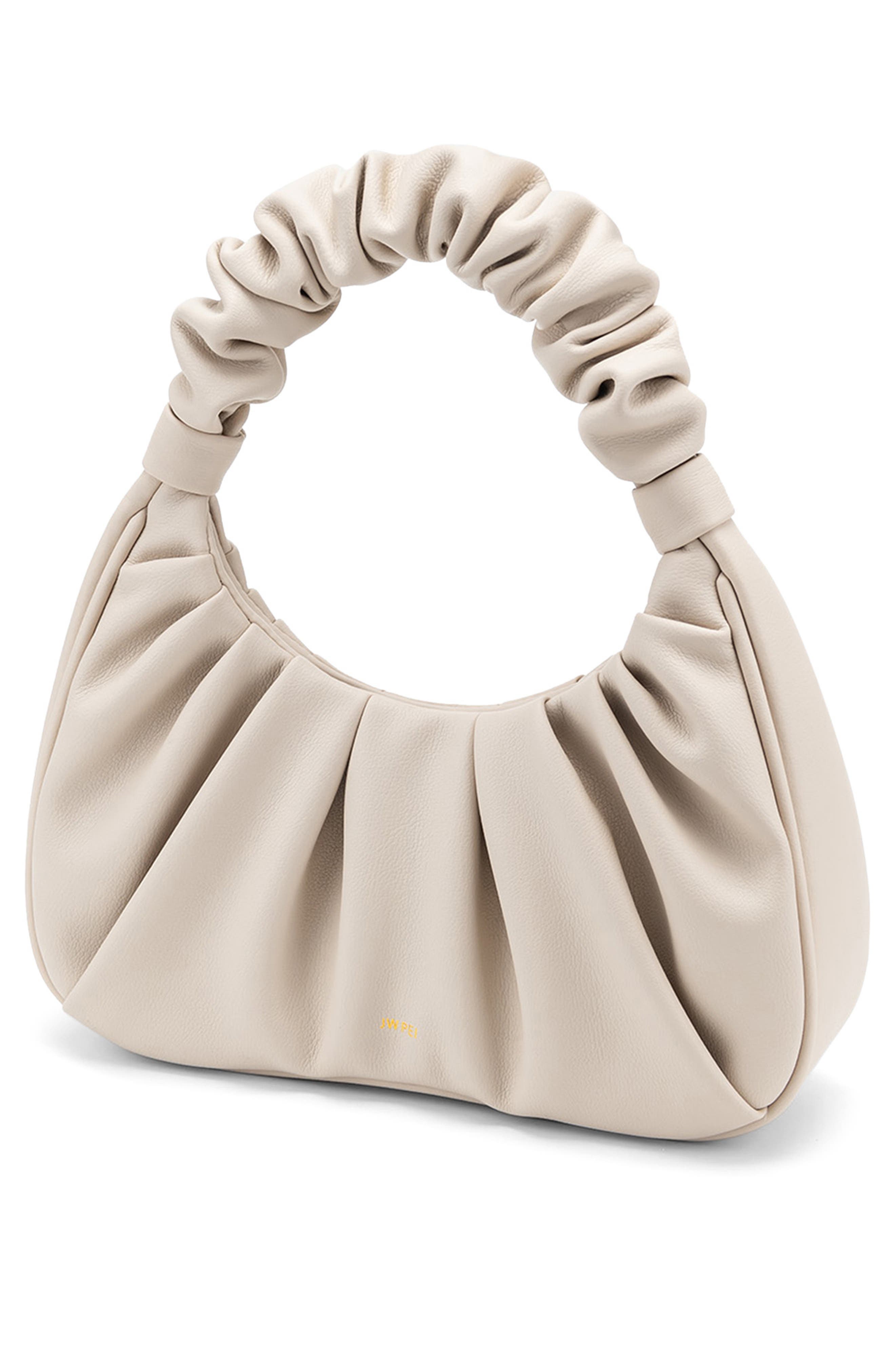 JW PEI Gabbi Ruched Faux Leather Hobo, Alternate, color, Ivory
