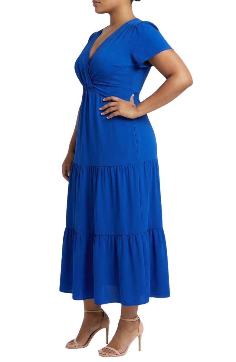 London Times Twist Front Tiered Maxi Dress, Alternate, color, Blue