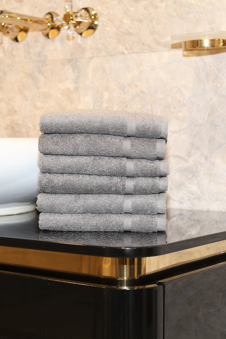 Denzi Washcloths - Set of 6 - Dark Grey, Alternate, color, DARK GREY