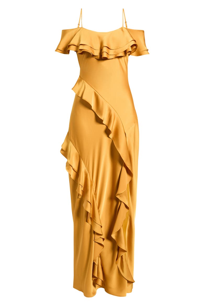 Aviva Cold Shoulder Maxi Dress, Alternate, color, MARIGOLD