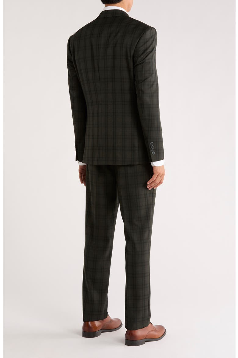 Glen Plaid Mélange 3-Piece Suit, Alternate, color, GREEN