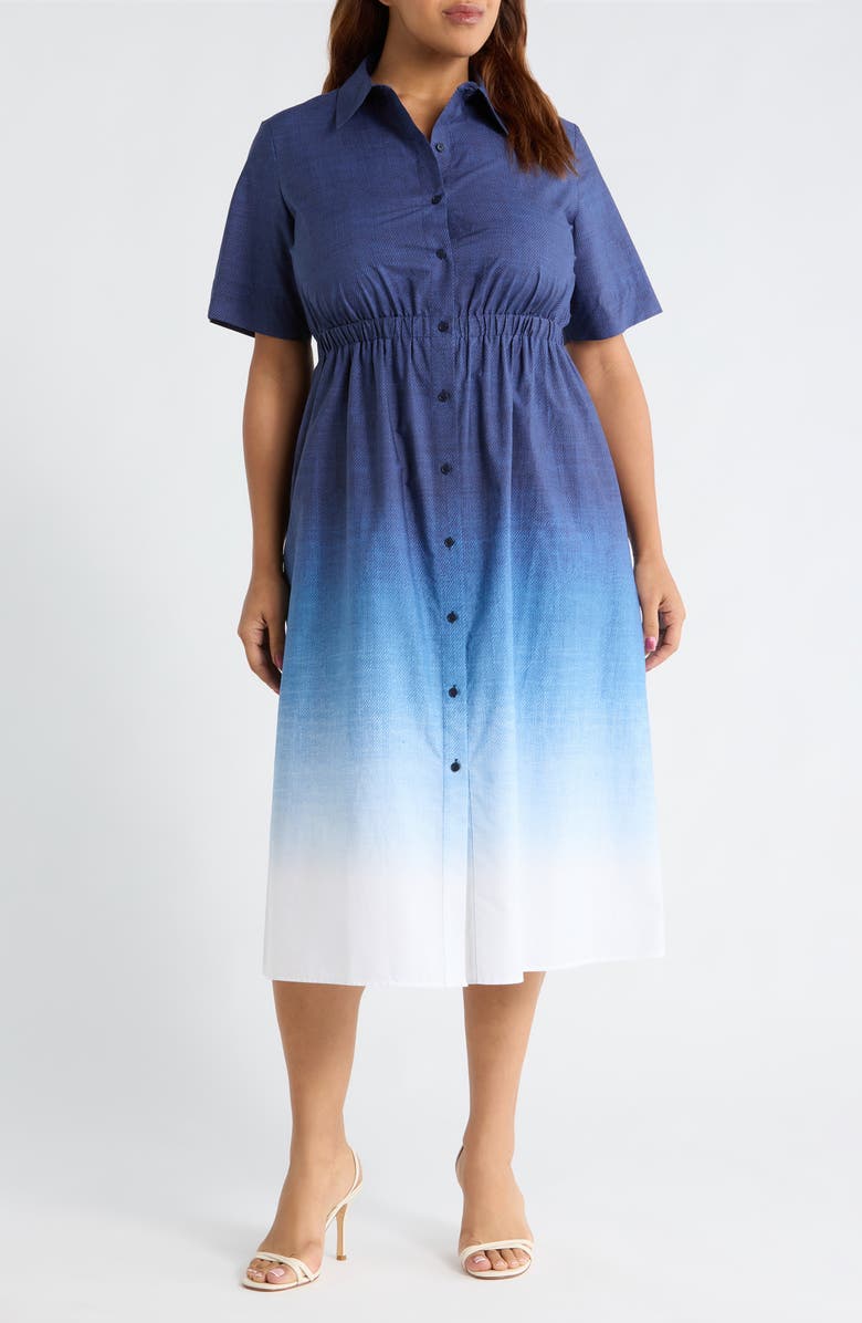 Anne Klein Short Sleeve Shirtdress, Main, color, Distant Mountain Multi