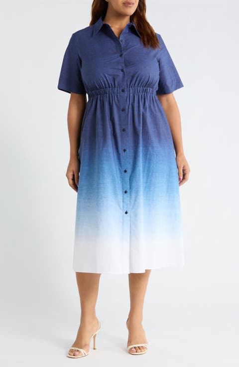 Short Sleeve Shirtdress (Plus)