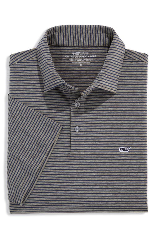 Vineyard Vines Stripe Sankaty Short Sleeve Performance Polo In Gray