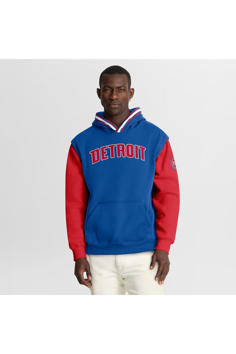 Men's Fanatics  Blue/Red Detroit Pistons Half Court Shot Clock Fastbreak Hoodie, Main, color, Blue