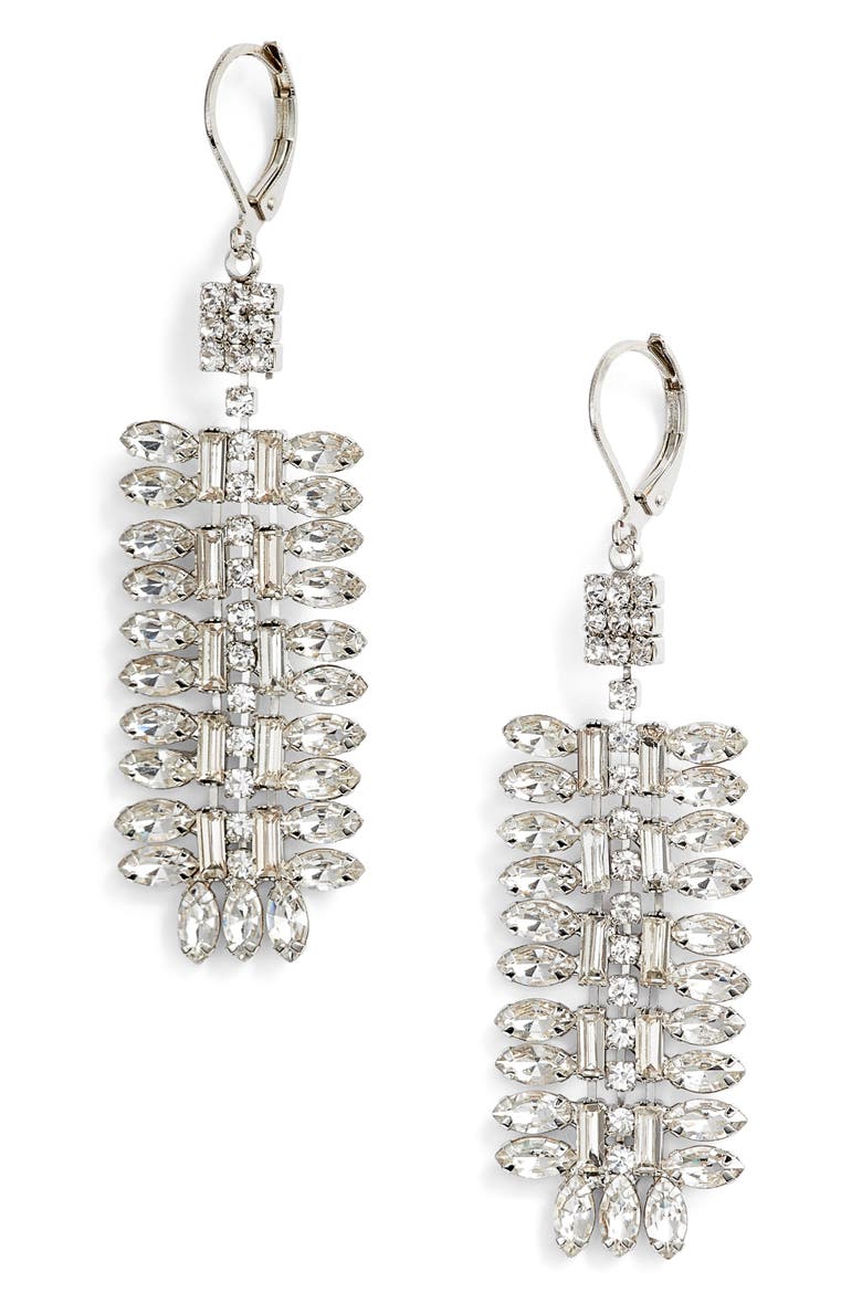 Crystal Drop Earrings, Main, color, CRYSTAL/ SILVER