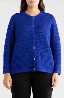 KASPER Textured Stitch Cardigan