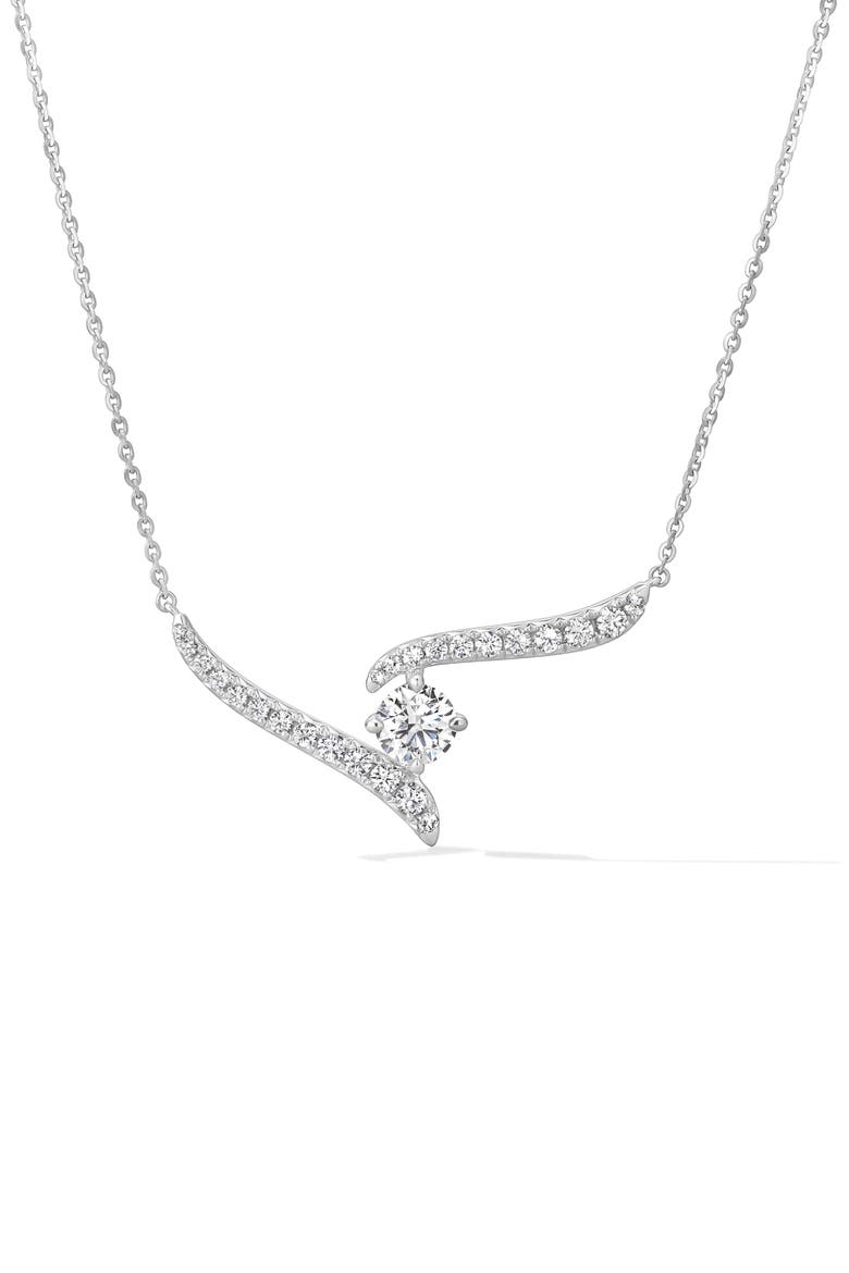 Vela Crossover Pendant Necklace, Main, color, WHITE GOLD/ DIAMOND