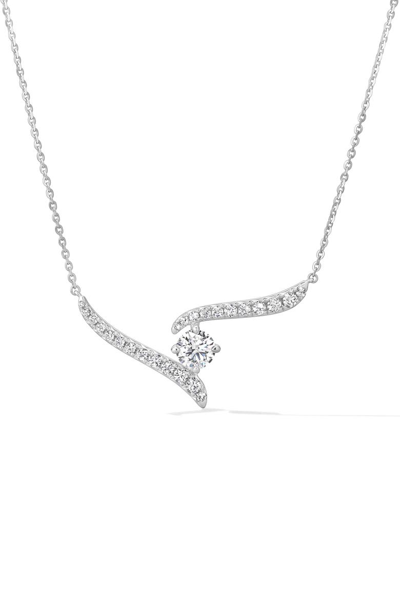 HEARTS ON FIRE Vela Crossover Pendant Necklace, Main, color, White Gold/ Diamond