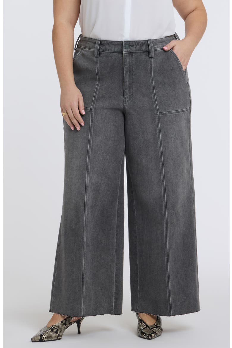 Simone Seamed Raw Hem High Waist Wide Leg Jeans, Main, color, DUSTY ASH