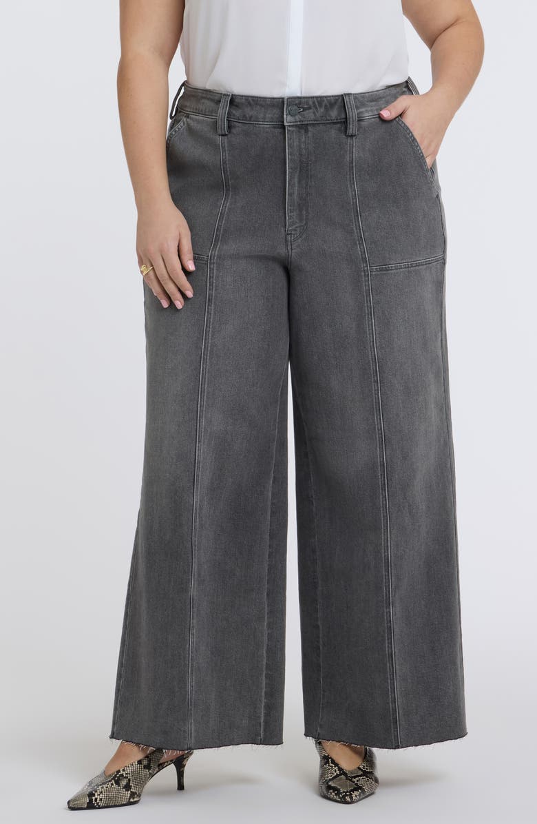 NYDJ Simone Seamed Raw Hem High Waist Wide Leg Jeans, Main, color, Dusty Ash