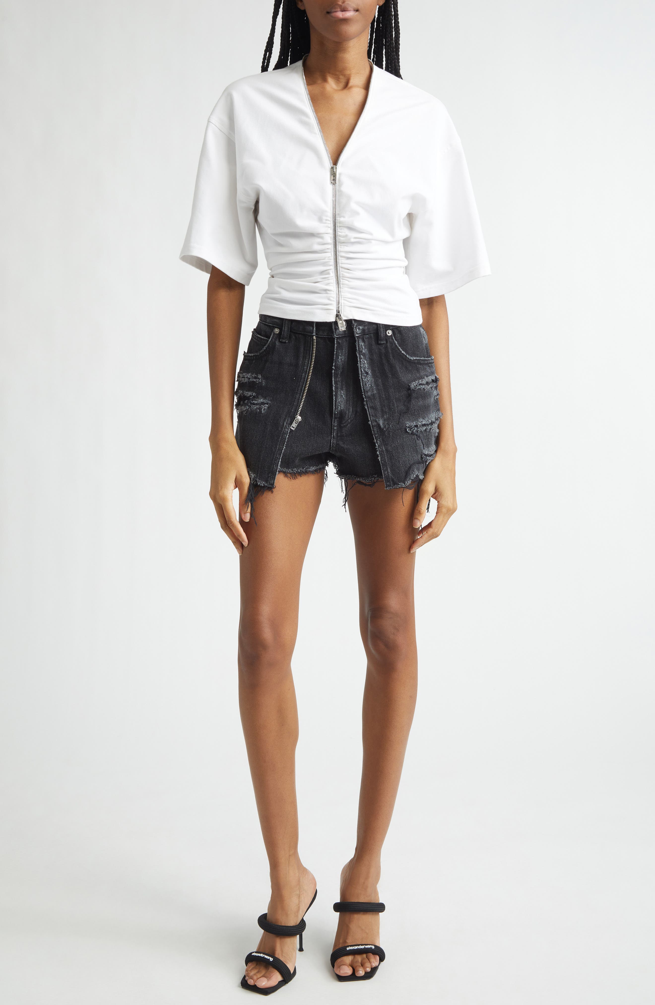 Distressed Double Layer Denim Skort (Women) | Nordstrom