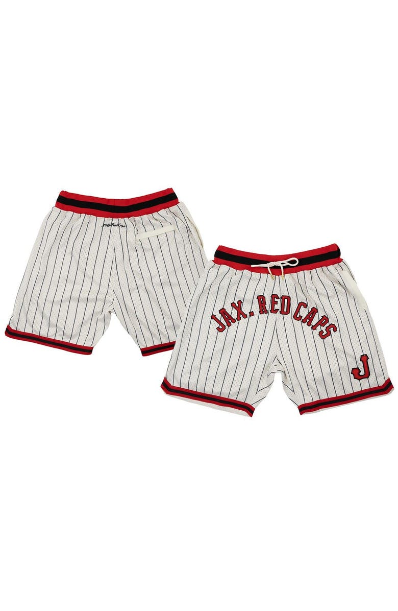 RINGS & CRWNS Men's Rings & Crwns Cream Jacksonville Red Caps Replica Mesh Shorts, Alternate, color, 