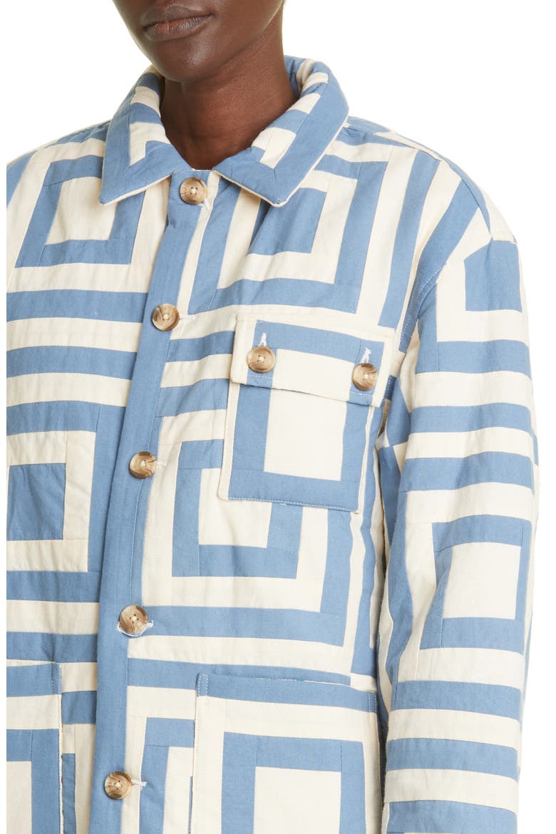 White House Steps Quilted Reversible Jacket, Alternate, color, BLUE CREAM