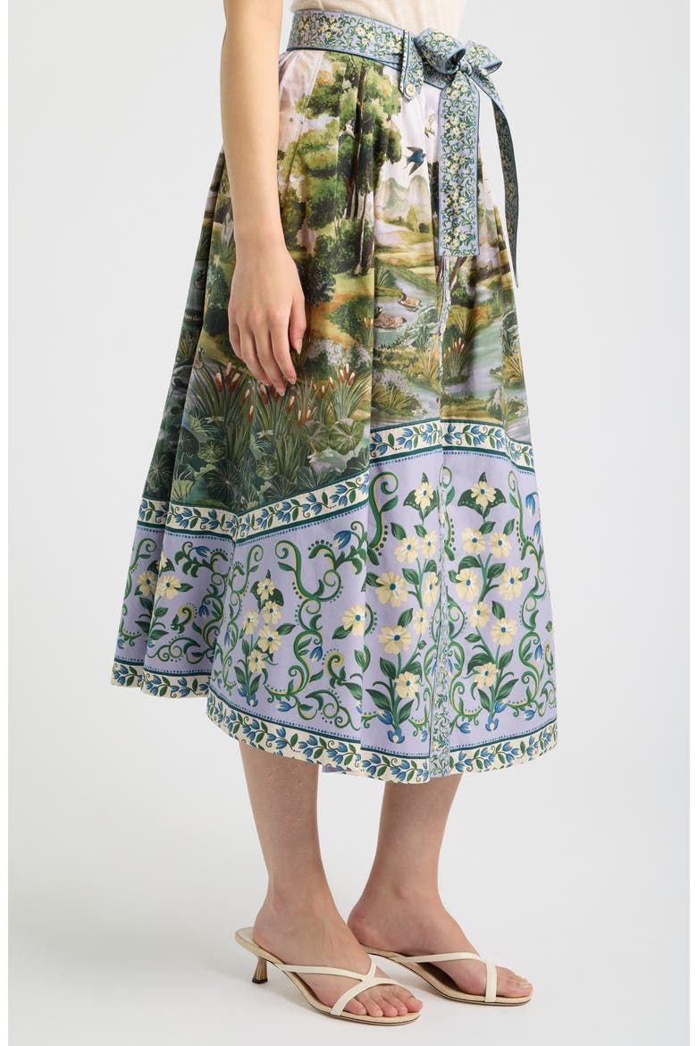 Countryside Landscape Midi Skirt, Alternate, color, GREEN